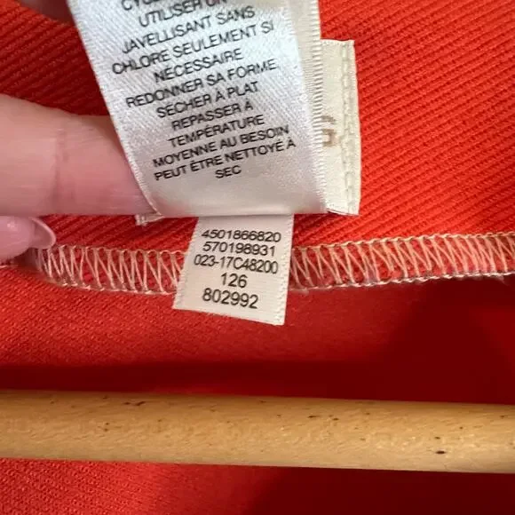 CHICO'S Twill‎ Ponte Jacket Full Zip Mid-Sleeve Stretch Orange Sz 1 Medium 8/10 - Picture 7 of 8
